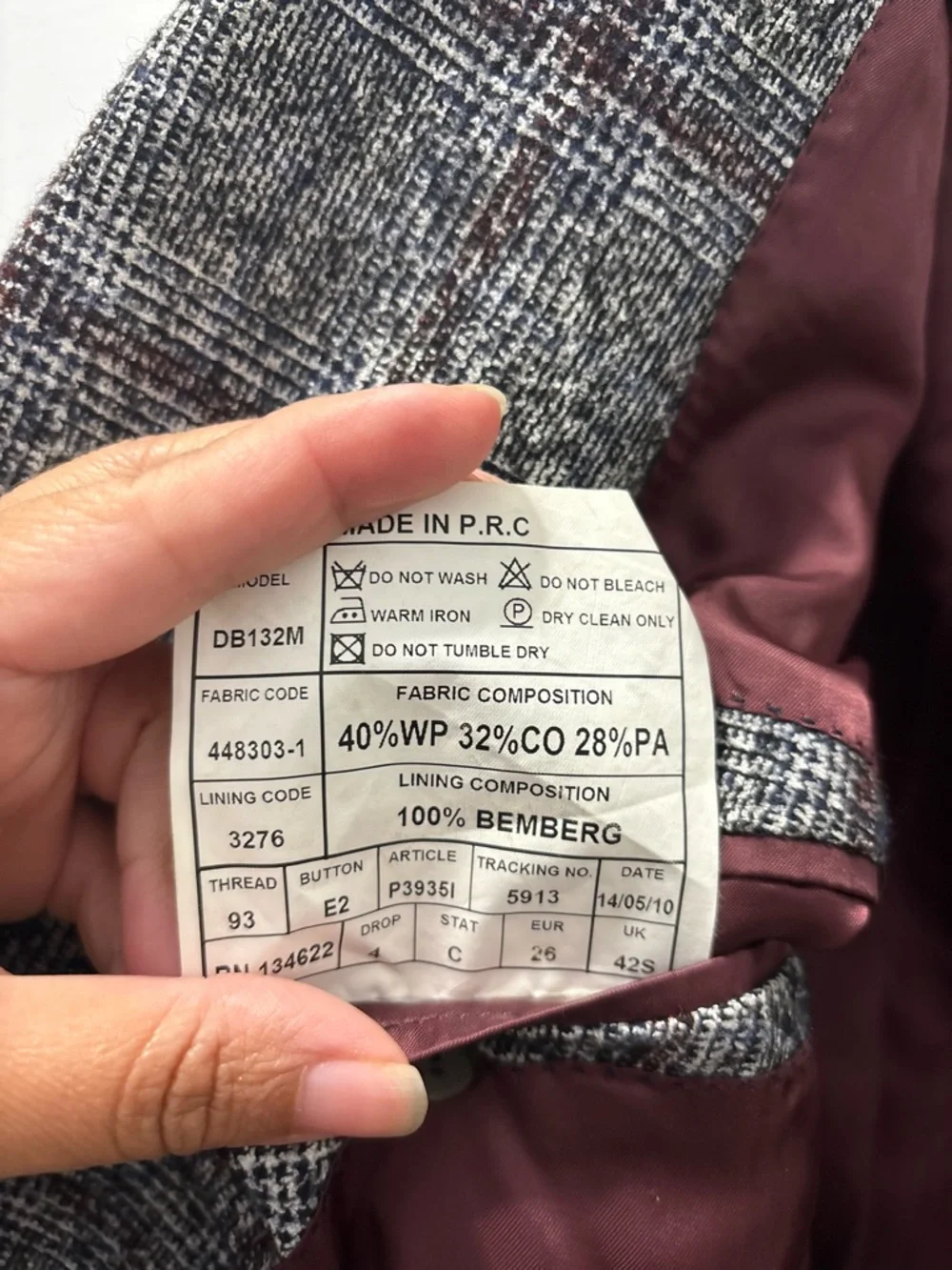 Suitsupply Havana Houndstooth Blazer Alpaca Cotton Size 42S